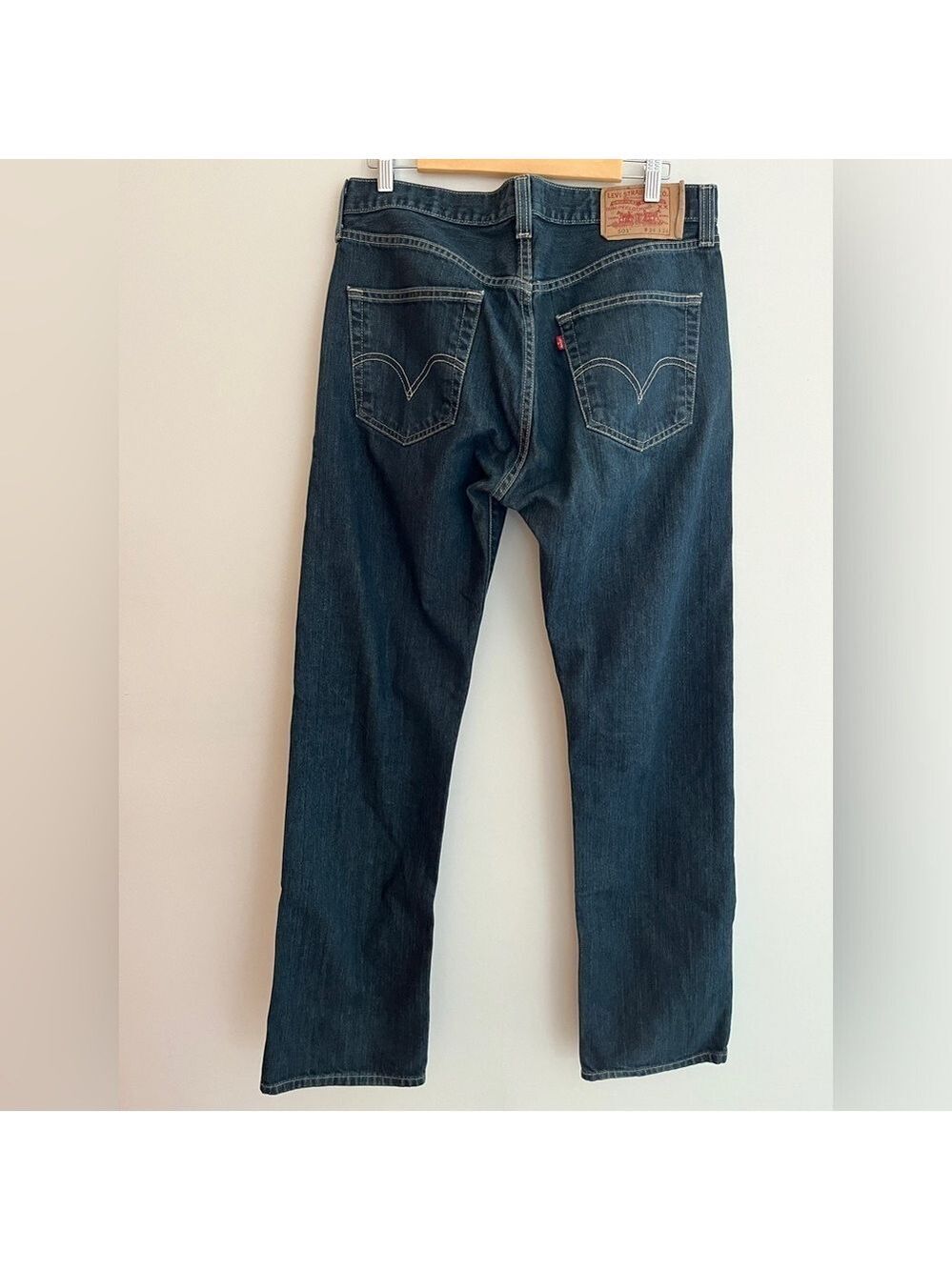 LEVI’S Original 501 Straight Leg Button Fly Men's Jeans Dark Wash 100% Cotton